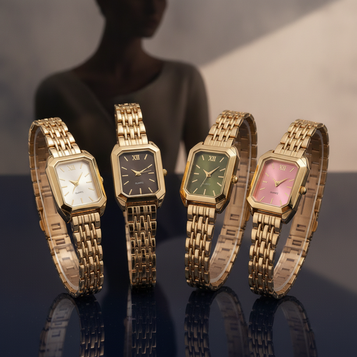 Women's Fashion Square Quartz Watch Stainless Steel Band